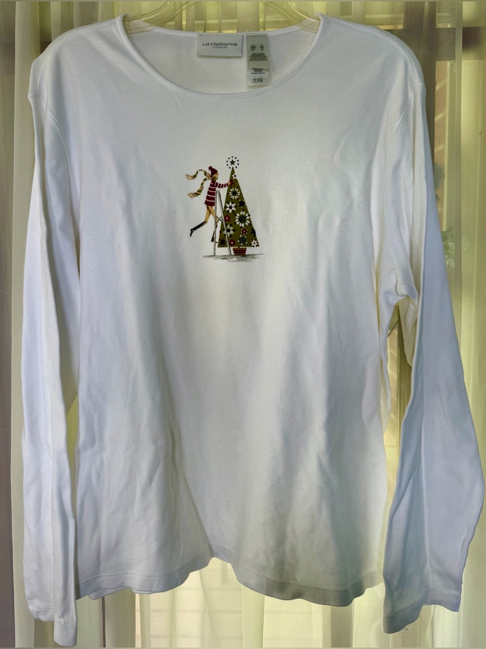 Liz Claiborne White Holiday Tree Sweatshirt